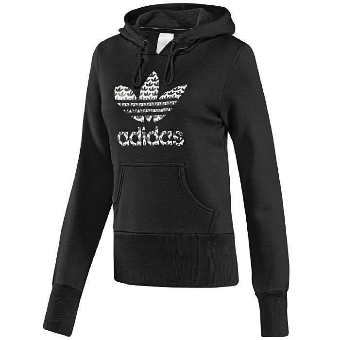 ADIDAS ORIGINALS WOMENS PETITE FIT OVERHEAD HOODY BLACK SIZE 8 10 12 