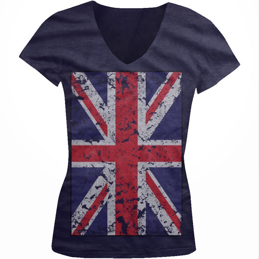 The Union Jack Oversize Flag Britain England Juniors Girls V Neck 