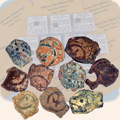 Widows Mite ~Lot of 10 nat. patina Lepton Widows Mite Coins (Grade # 