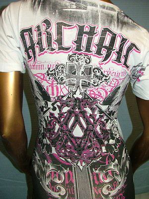 ARCHAIC by AFFLICTION Sexy RHINESTONES Biker SINFUL EXPRESS T SHIRT 