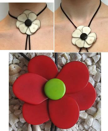  forest necklace tagua vegetable ivory red green from peru