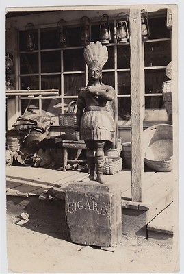 Cigar Store Indian * Folk Art Woodcarving Americana VINTAGE gelatin 