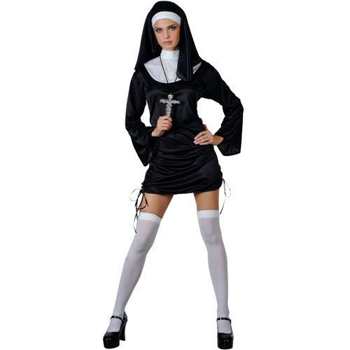 Sexy Naughty Nun Ladies Fancy Dress Costume XS s M L XL