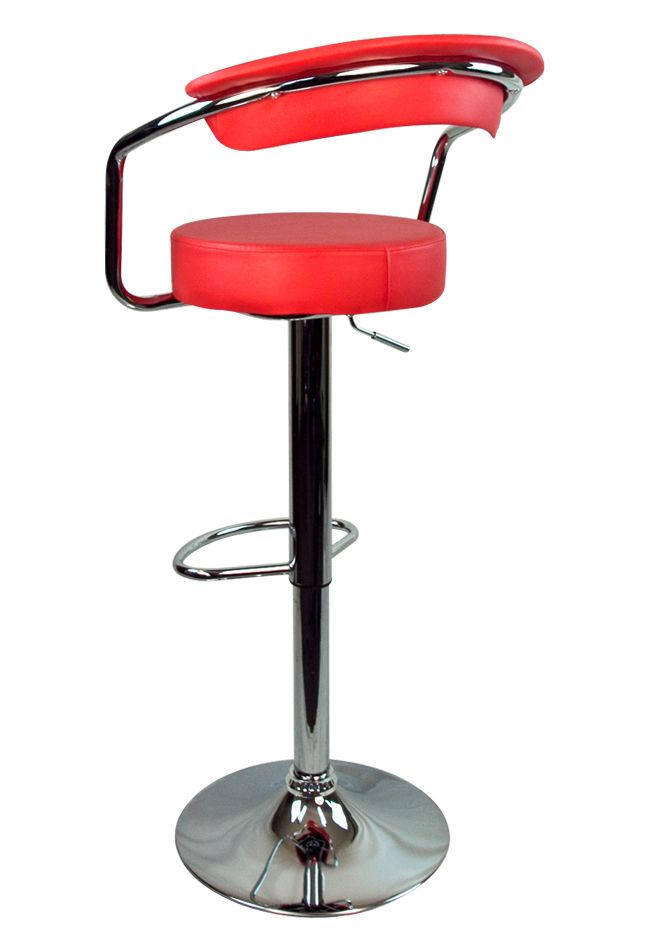   Seat Red PU Leather Modern Adjustable Hydraulic Bar Stools