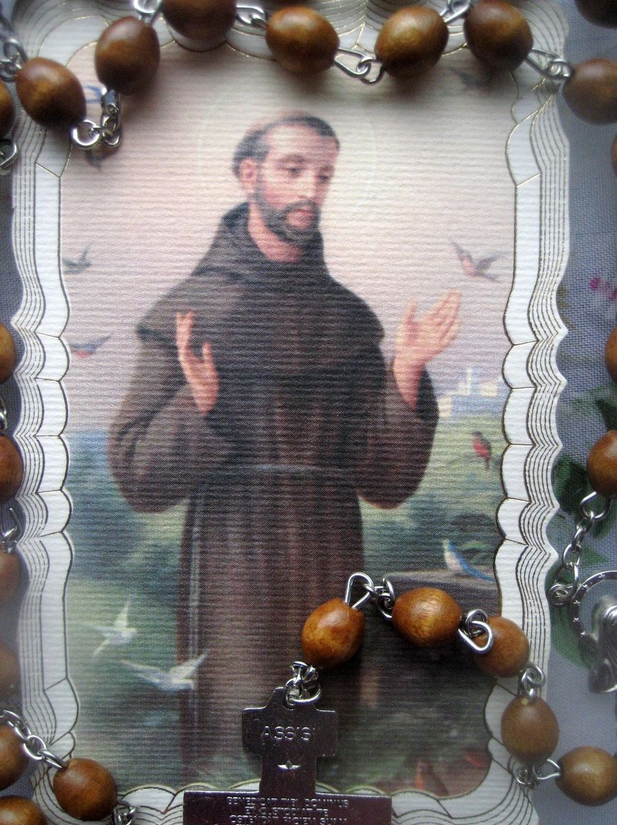 St Francis Assisi Franciscan Crown Seven Decade Wood Rosary San 