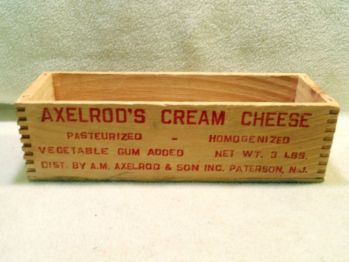 Vintage Axelrods 3 lbs Cream Cheese Wood Advertising Dairy Box Very 