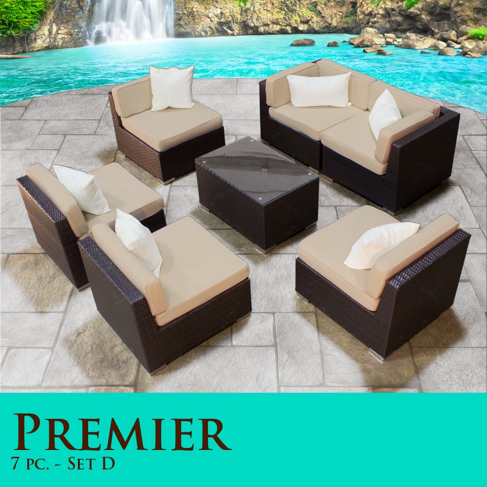    Modular 7 Piece Outdoor Wicker Patio Set 07d Furniture IN STOCK