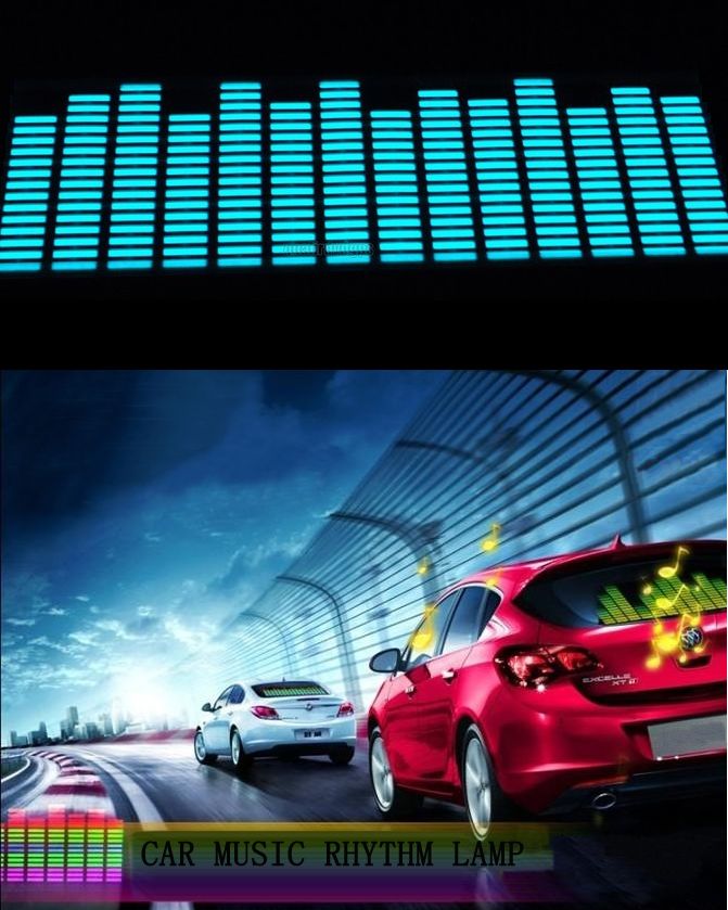 Sound music Activated Car Stickers Equalizer Glow Blue Light 45 11cm 