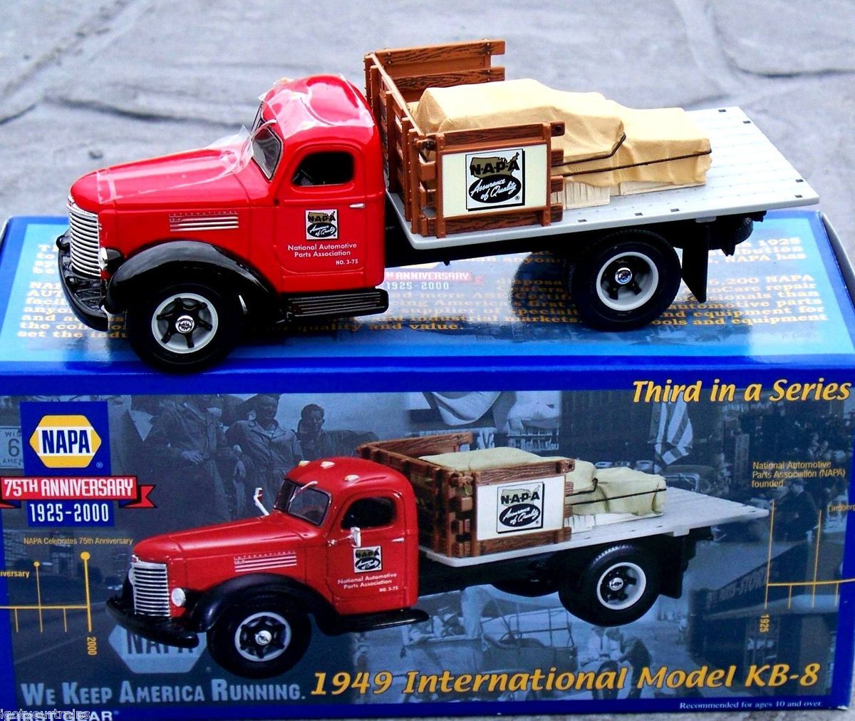 First Gear NAPA #3 75th Anniv 1949 Intl KB 8 Half Rack Stake Truck w 