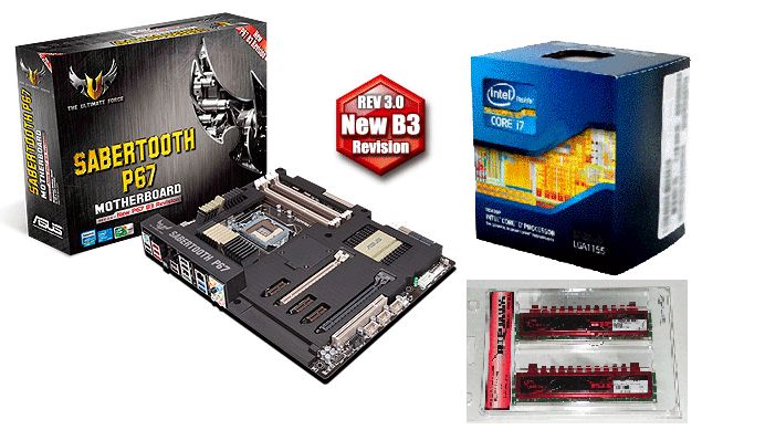 Intel Core i7 CPU i7 2600K Asus Sabertooth P67 B3 4G