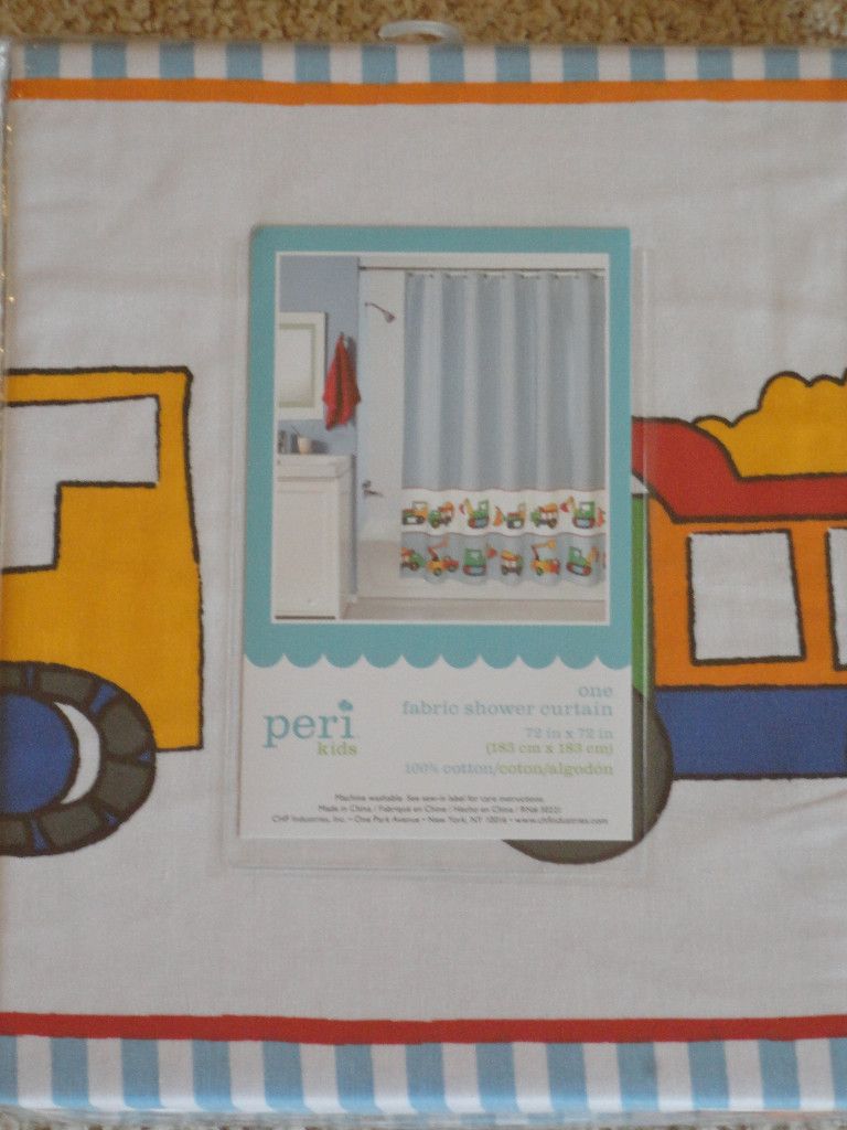 Peri Construction Kids Shower Curtain New Crane Dump Truck