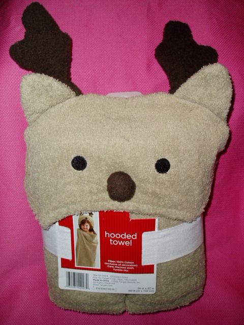 Christmas Holiday Kids Reindeer Hooded Towel Bath Wrap