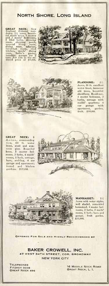 1923 Ad for Sale of North Shore Long Island Estates