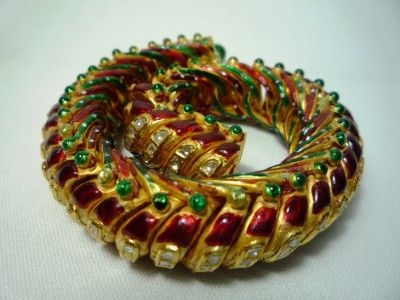Vintage Moghul Type Antique 22K Gold Diamond Kundan Enamel Red 