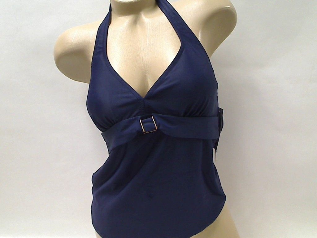 Be Creative Navy Halter Swimsuit Tankini Top 10 New L821