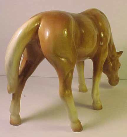 Two Ceramic Palomino Coloured Horses Grazing