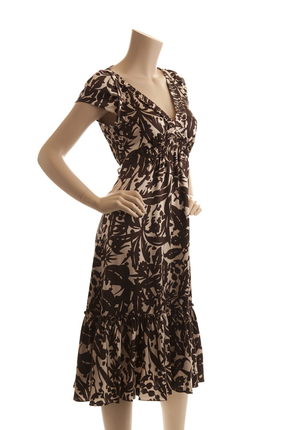 BCBG Max Azria Brown Silk Print Dress New Size 6