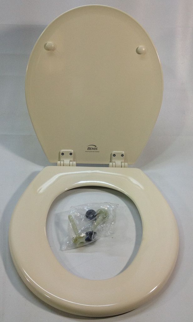 Bemis 500EC006 Molded Wood Round Toilet Seat Easy Clean Hinge Bone 