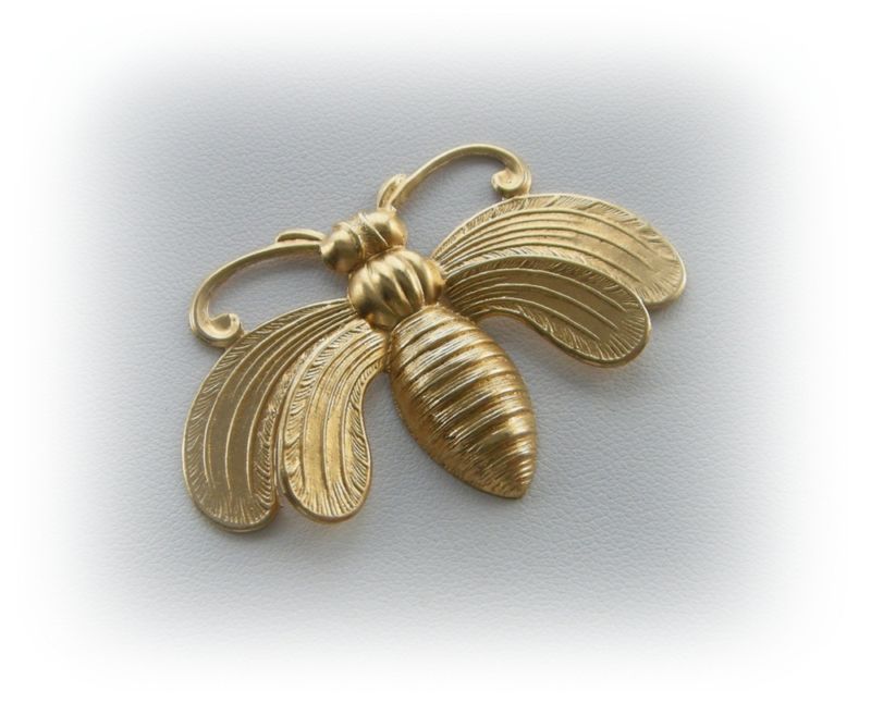 Brass Art Deco Bee Charms Jewelry Findings BF 04