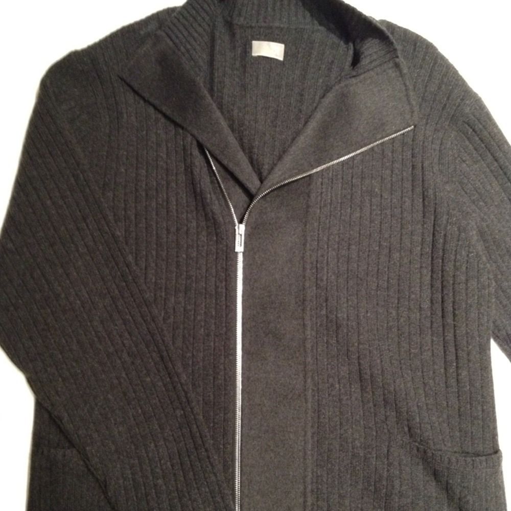 TSE Charcoal Grey Cashmere Mens Zip up Jumper NEVER BEEN WORN