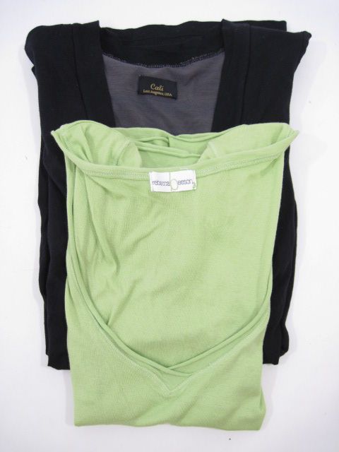 Lot 2 Rebecca Beeson Green Cali Black Shirts Top Sz 3 L