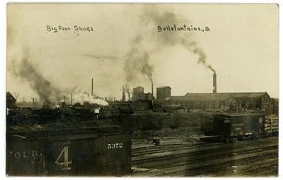 RPPC Bellefontaine Oh Big Four Railroad Yard Shops Rail Cars 