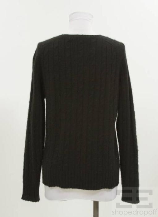 Belford Black Cashmere Cable Knit Sweater Size Large