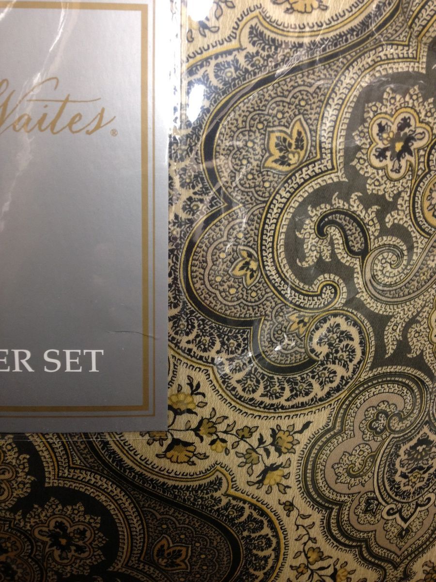 Raymond Waites Black Tan Beige Paisley King Comforter Set