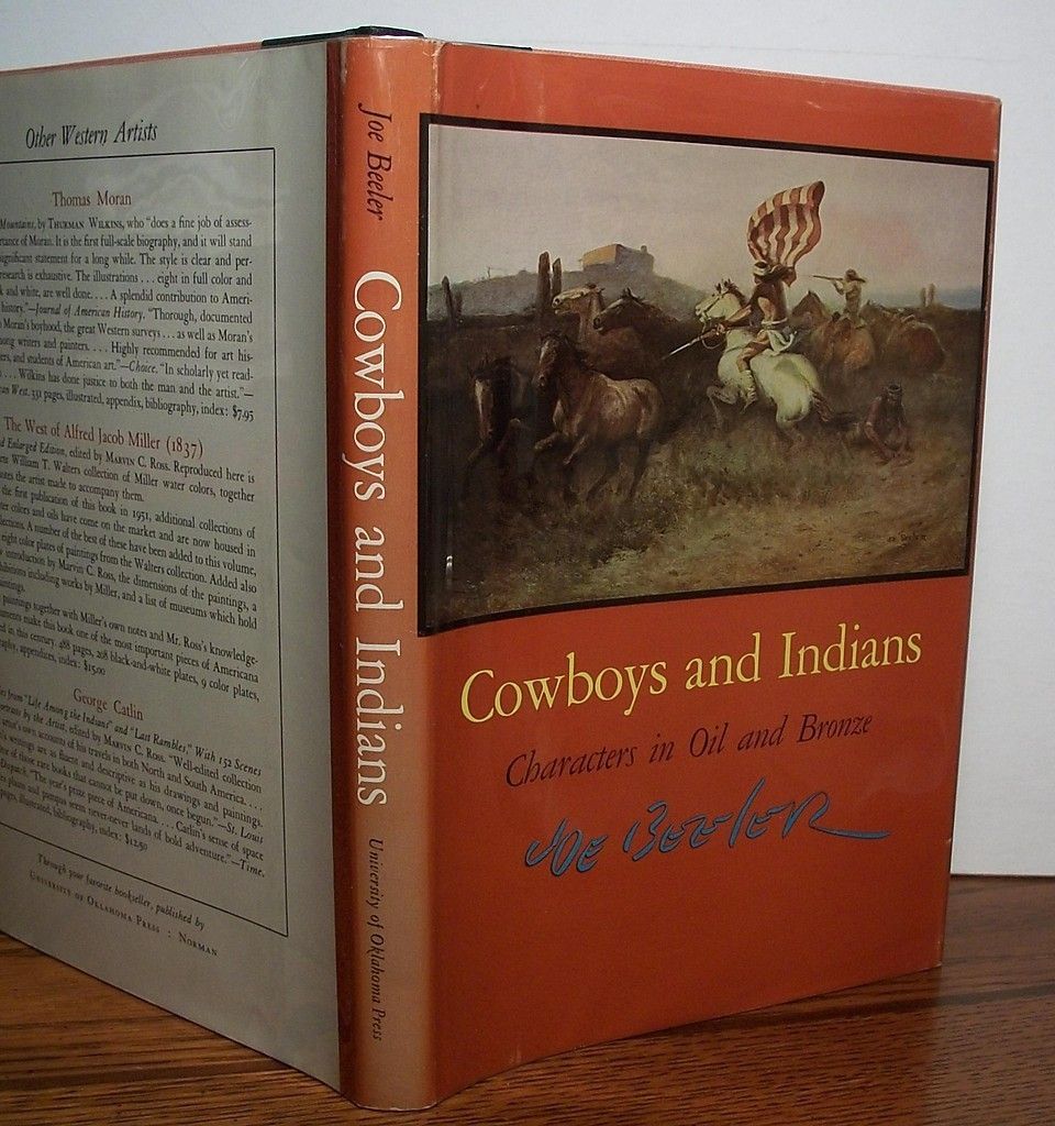 Joe Beeler Cowboys and Indians Inscribed with Orig Drawing 1967 DJ 