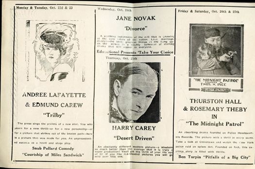   Baltimore 1923 Movie Program Harry Carey Ben Turpin Jane Novak