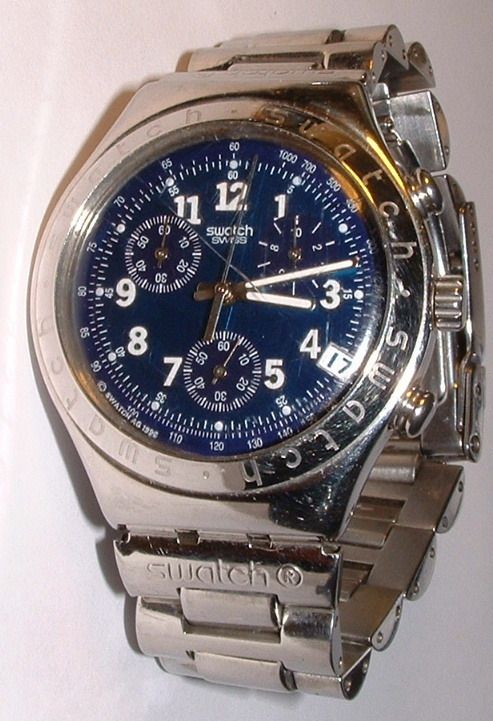 Mens Watch Swatch Irony Chronograph Wristwatch Working Look