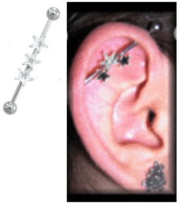 Clear Star Industrial Barbell Piercing 14g 1 5 Brstgcla