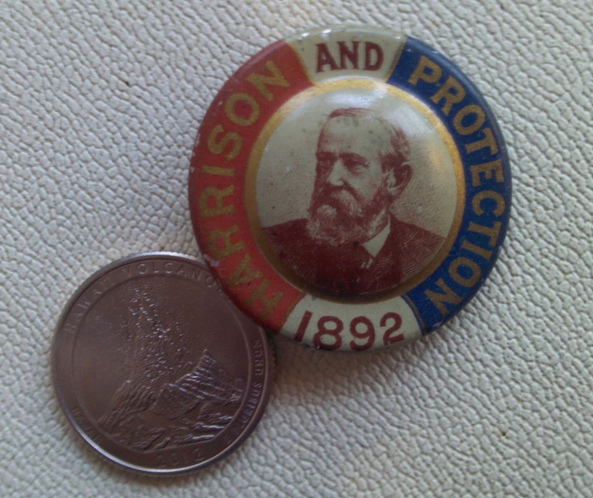 Antique Benjamin Harrison 1892 Presidential Button Pinback Pin 