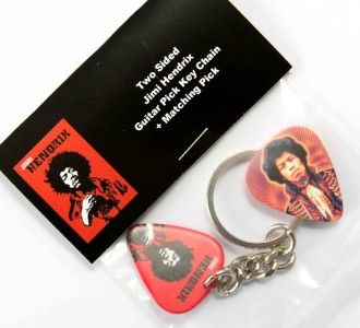 Jimi Hendrix Keyring Free Matching Guitar Pick 2 Sided