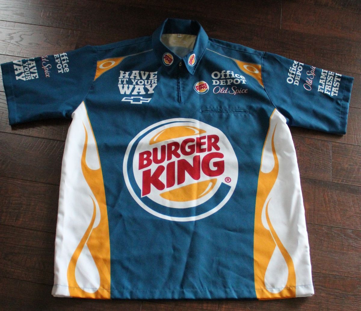 Tony Stewart Burger King race pit crew shirt worn by team Large