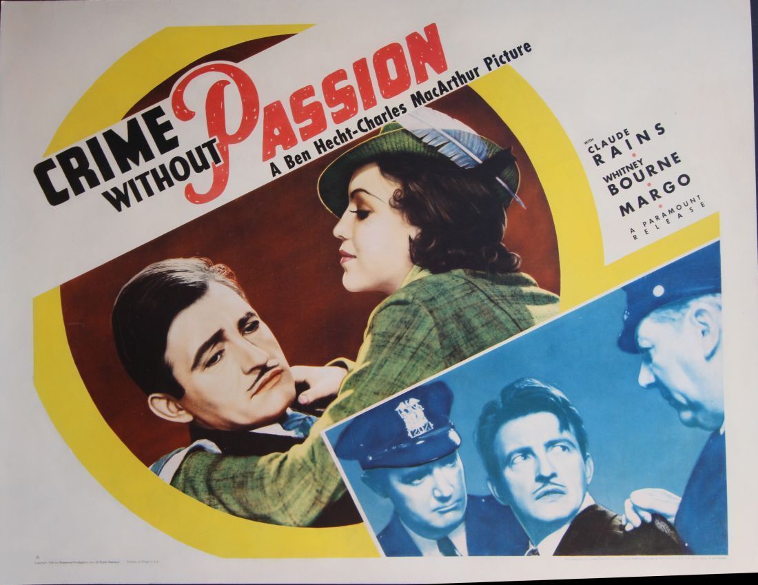   Passion 34 Claude Rains Ben Hecht Screenplay RARE HSHT VF