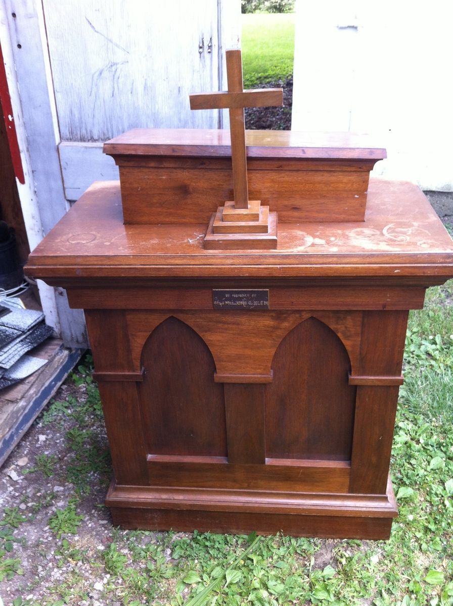 Vintage Pulpit Solid Wood De Moulin Bros Co. podium lecturn Local Pick 