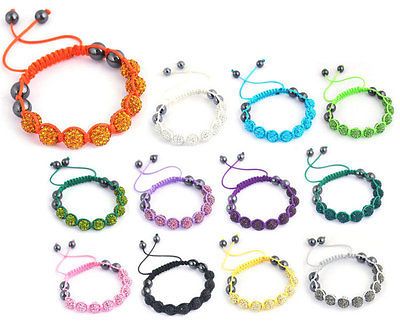 SL101 Bracelet Anklets Hip Hop Pave 8p 12mm Clay rhinestone Disco Ball 