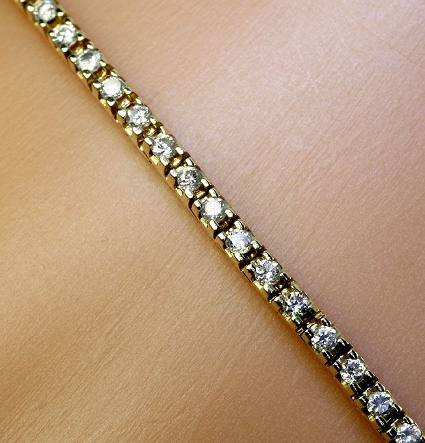 1c 72 Diamond 14k Yellow Gold Class Straight Line Tennis Bracelet $ 