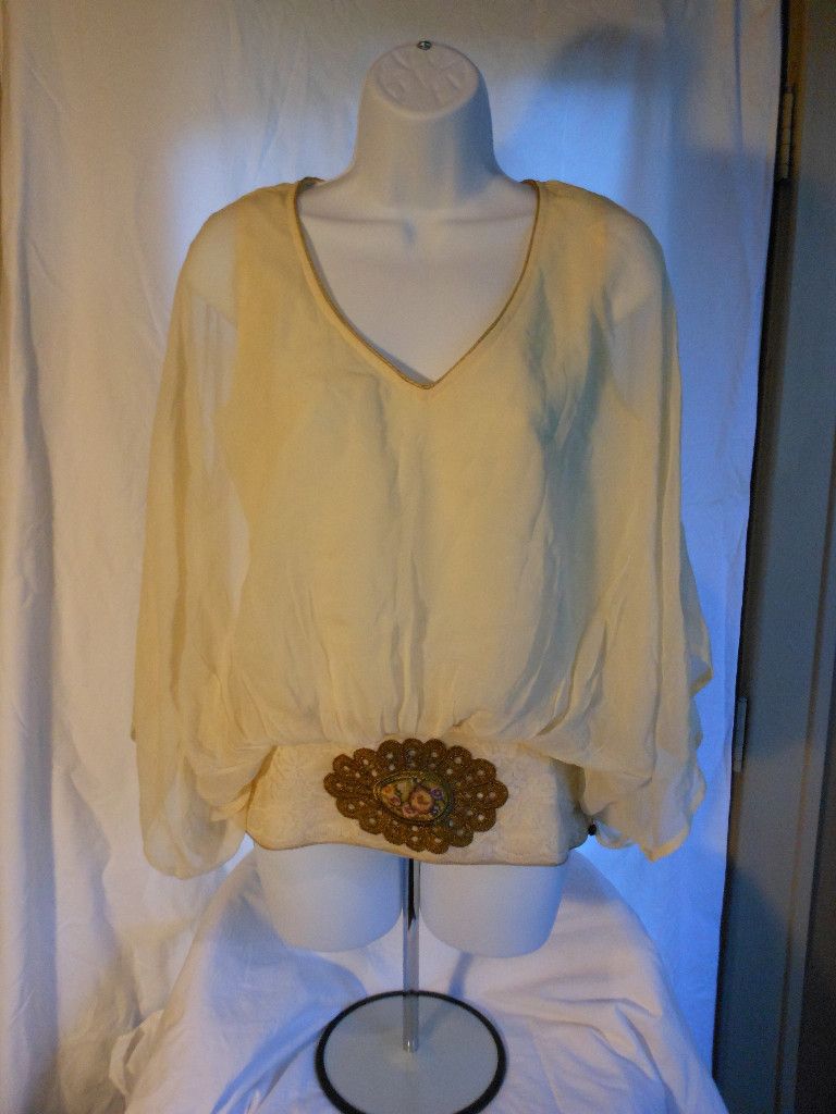 Brand New Beyond Vintage Ivory Silk Top NWT Size Smal