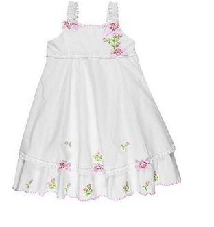 Baby Biscotti Girls Knitted Flower One Piece Cotton Dresses White Size 
