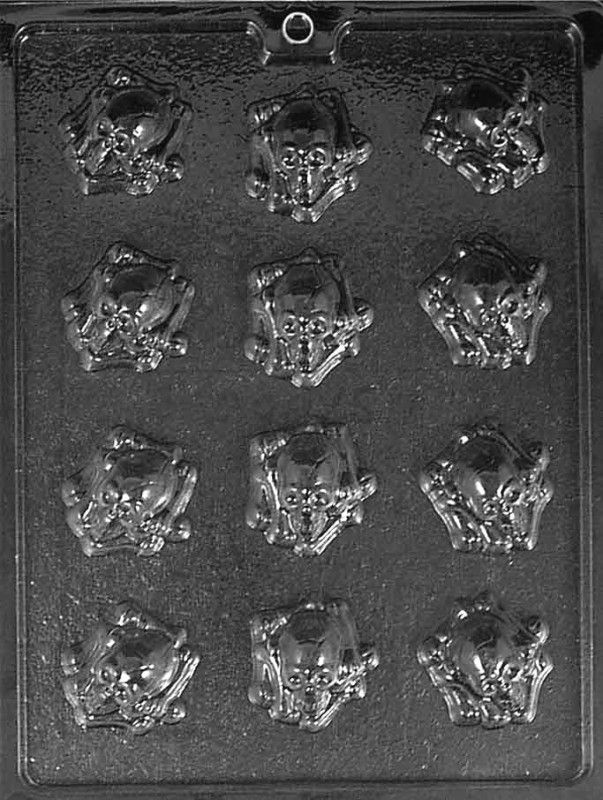 Skull w Crossbones Bite Size Chocolate Candy Mold