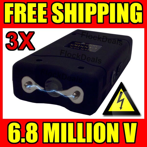 LOT Black 6 8 Million Volt Mini Stun Gun LED Light Rechargeable