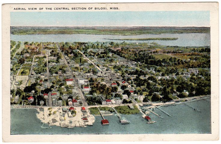 Biloxi Mississippi MS Areal View of Central City Postcard