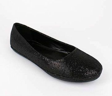 New Ballet Flats Glitter Sparkle Low Heel Big Size Round Gold Black 