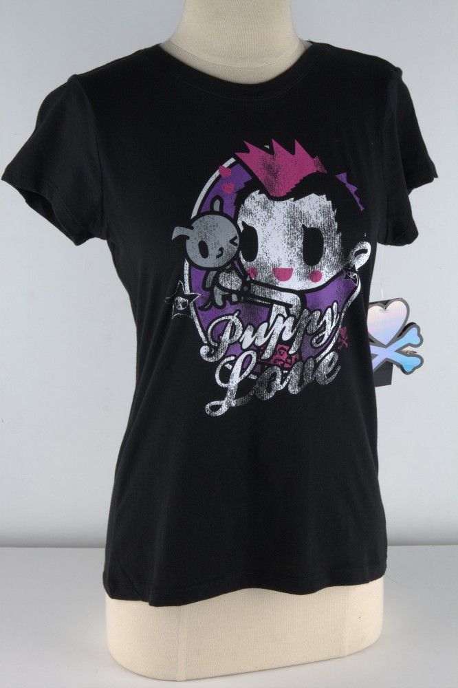 Tokidoki Black Puppy Love Tee Shirt Woman 3367