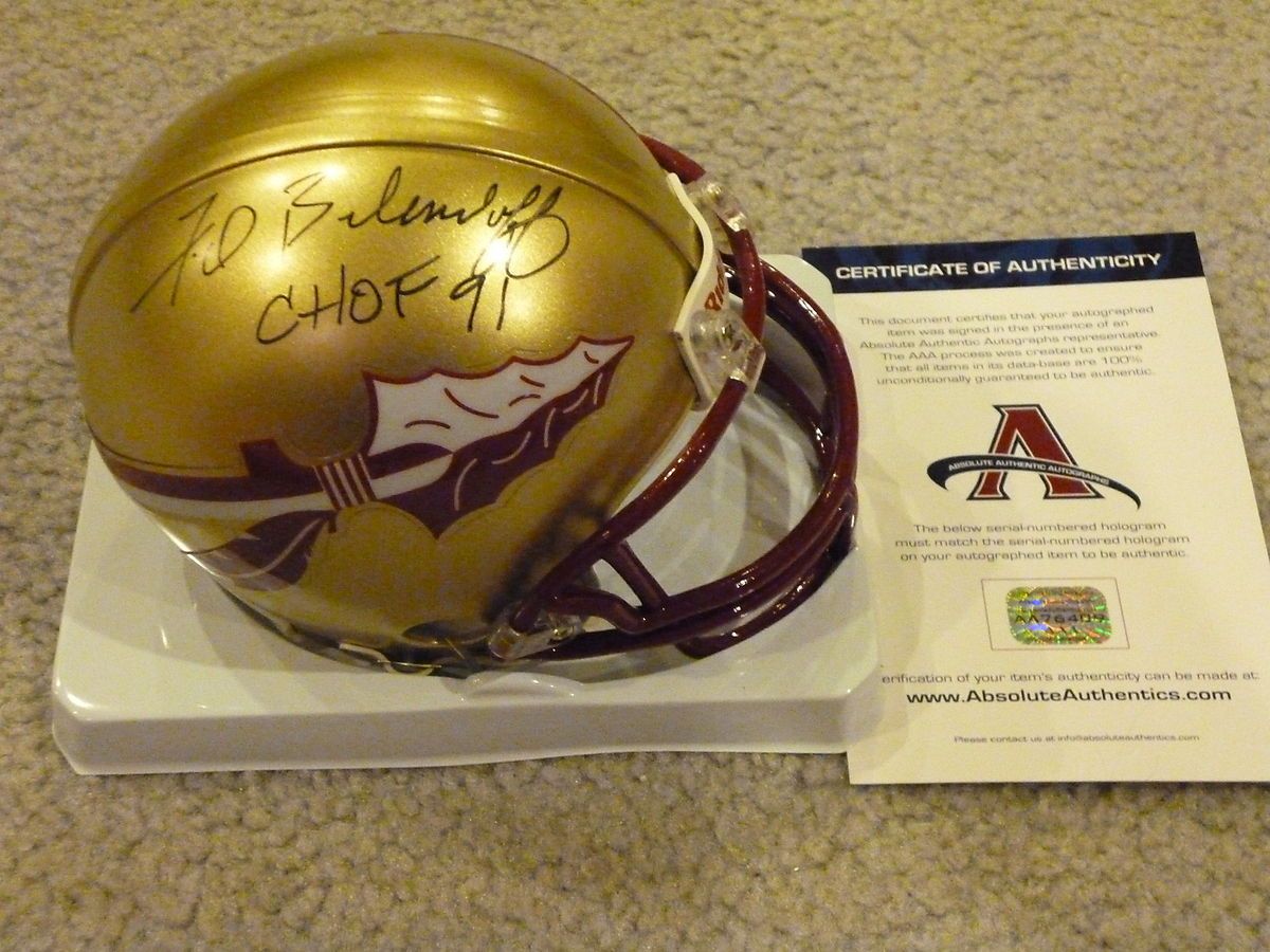 FRED BILETNIKOFF SIGNED FLORIDA STATE SEMINOLES MINI HELMET AAA 