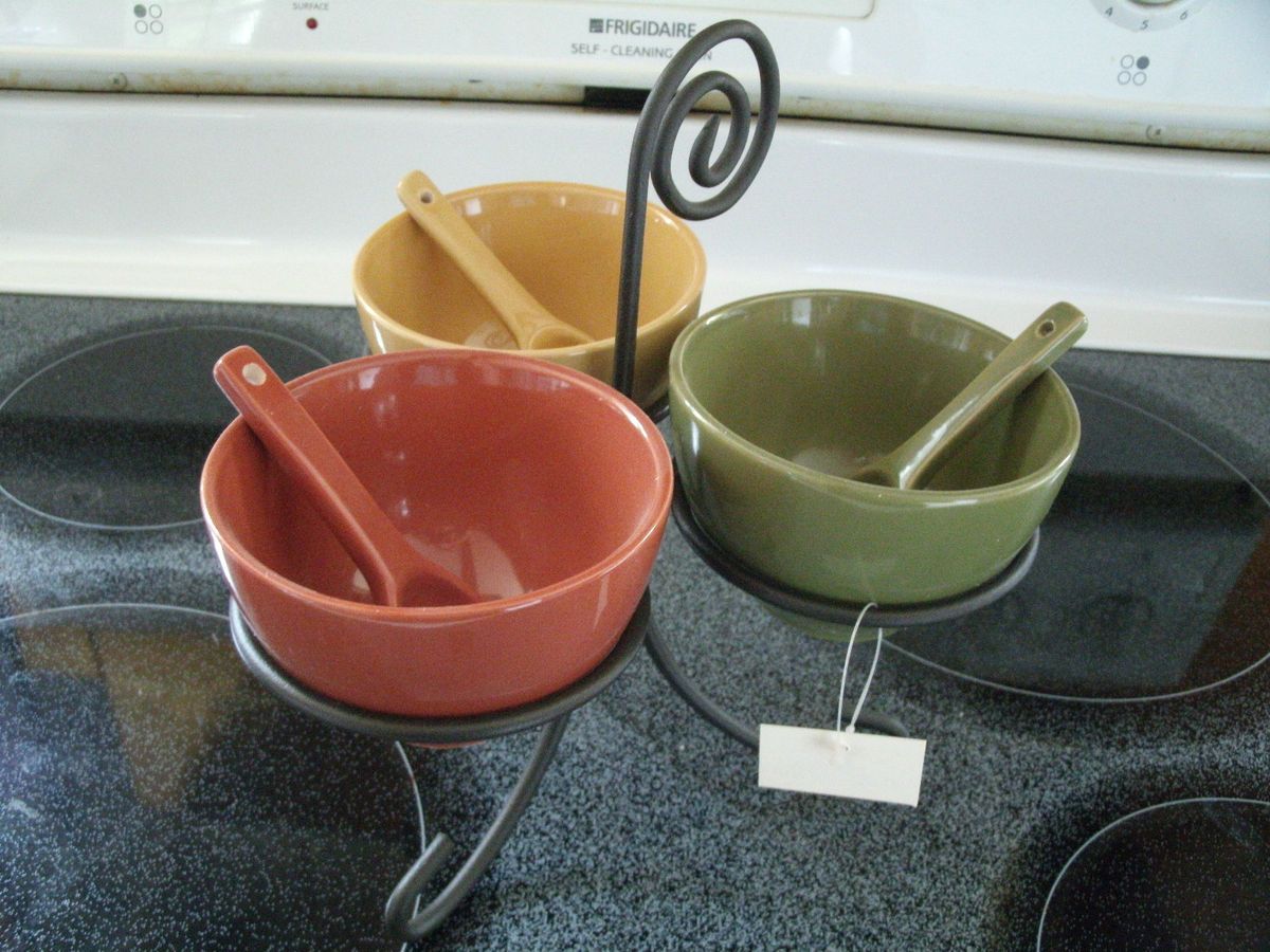 Signature Home Dip Serving Trio with Stand   NWT