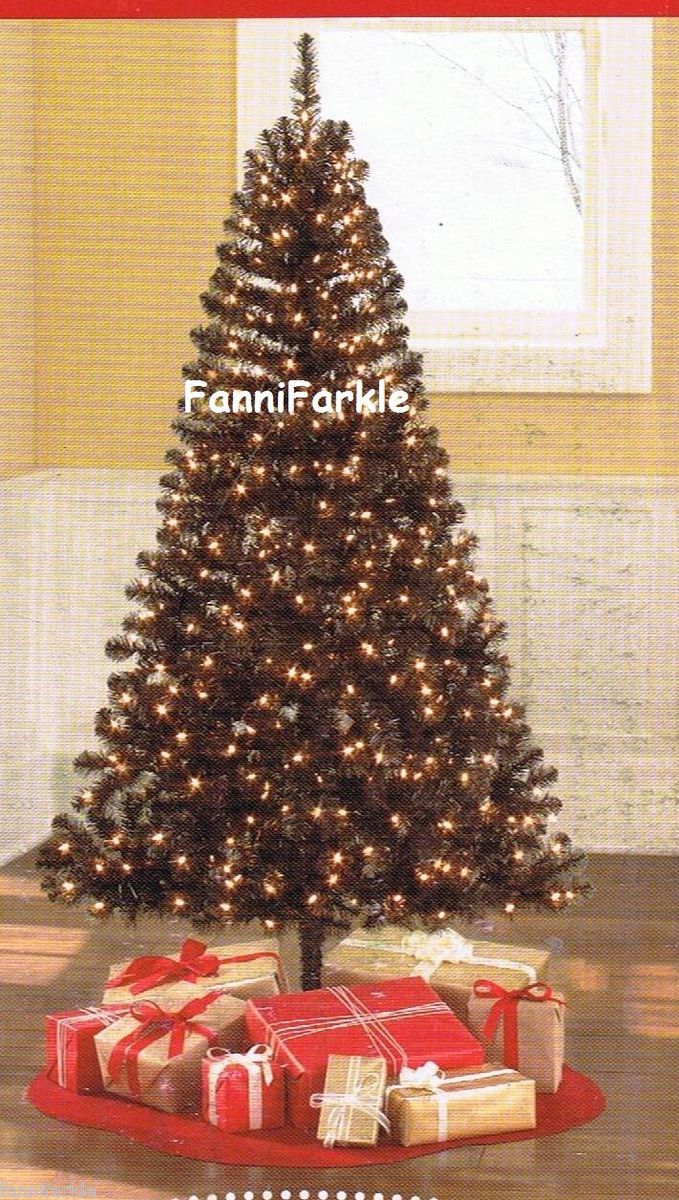FT BLACK CHRISTMAS PINE TREE w/ 400 WHITE LIGHTS ~ 78 TALL ~ NEW 