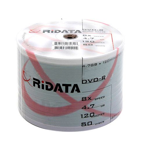 50 Ridata Ritek 8x DVD R Silver Matt Blank Media